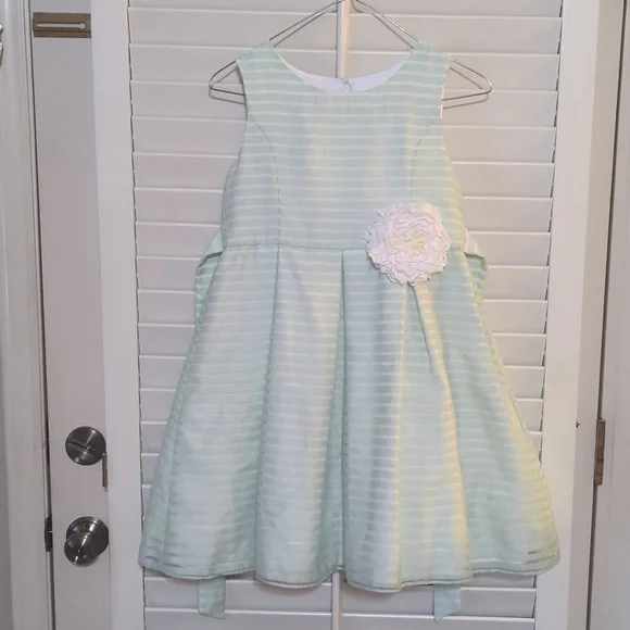 green emerald velvet dress White Ballroom Dress | Green Accents | Size 7/8-11/12